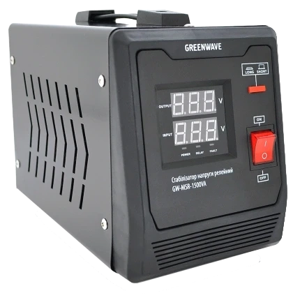 Green Wave Mauser 1500VA (1050Вт) Стабілізатор напруги релейний 1xShuko, DC140-260V, AC220±8%, BOX фото 1
