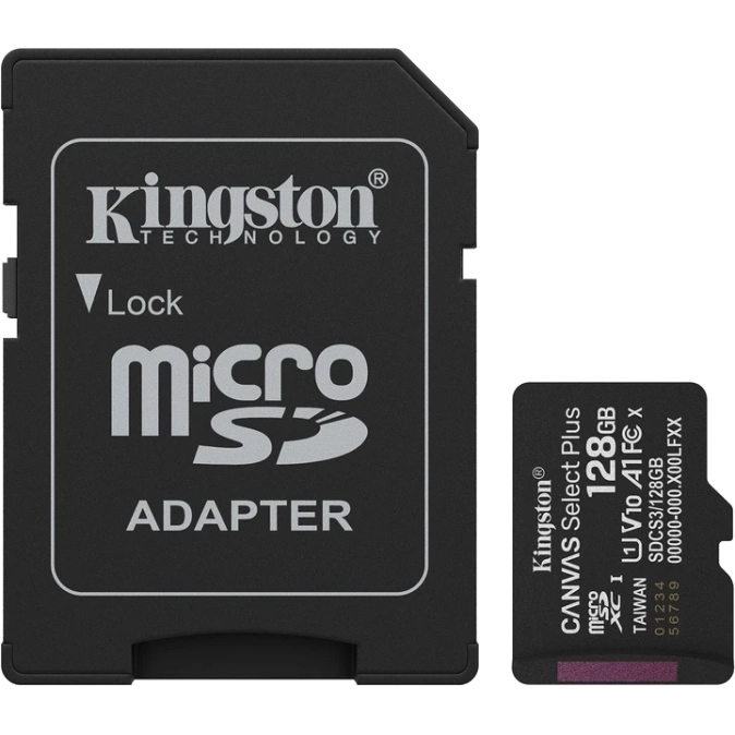 Kingston microSD 128GB C10 UHS-I A1 V10 R150MB/s + SD Карта пам'яті фото 1