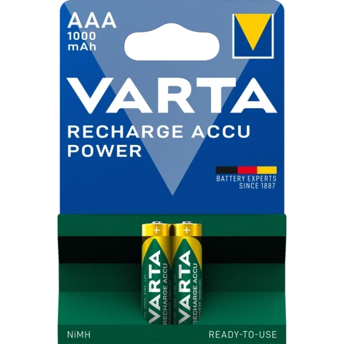 VARTA RECHARGEABLE ACCU 1000mAh BLI 2 NI-MH (READY 2 USE) Аккумулятор AAA фото 1