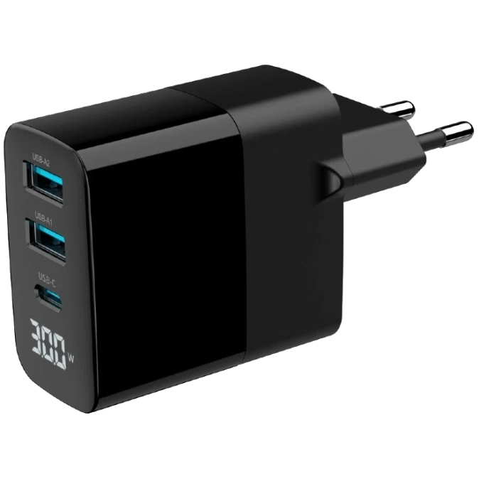 Gembird TA-UC-PDQC30LCD-BK-02 2хUSB-A (QC3.0 18W) + 1хType-C (PD20W) Мережевий зарядний пристрій