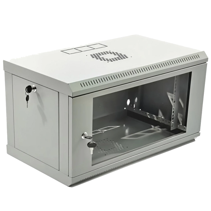 19" 6U, 600x400x373мм акрилове скло, сіра Шафа