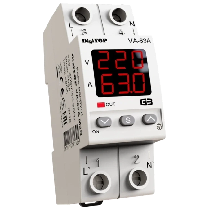 DigiTop VА-63A M2R Реле напруги фото 1