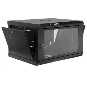 19" 6U, 600x500x373мм акрилове скло, чорна Шафа