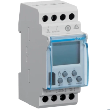Hager EGN103 Таймер цифровой недельный, 1-канал+Bluetooth, запас хода 5 лет