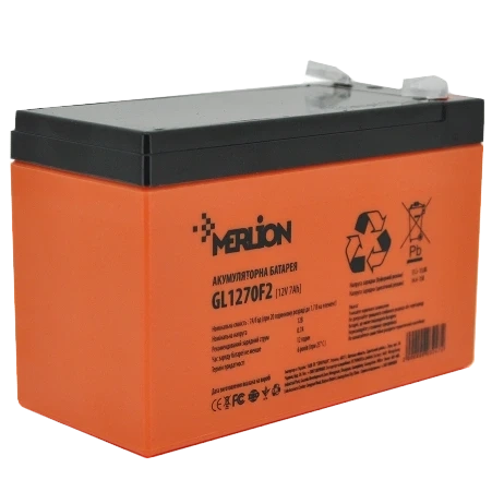 MERLION GL1270F2 7A•г 12В Свинцево-кислотна акумуляторна батарея фото 1
