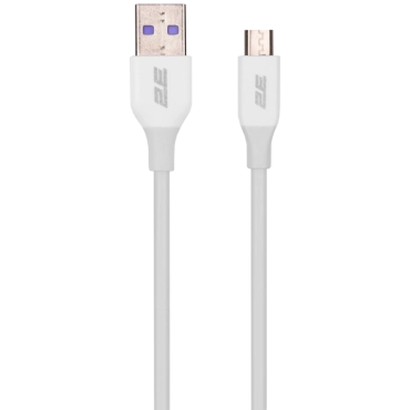 2E USB-A-MICROUSB, GLOW, 1M, WHITE (2E-CCAM-WH) Кабель