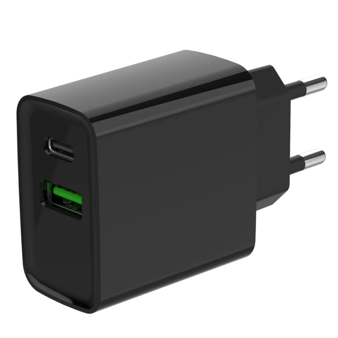Gembird TA-UC-PDQC20-01-BK (USB Type A + USB Type C) Мережевий зарядний пристрій фото 1