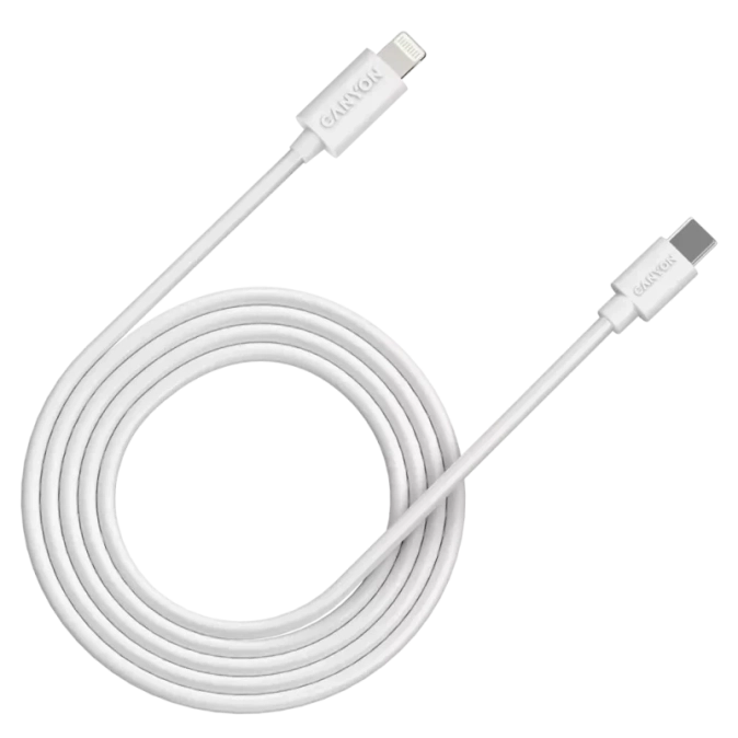 Canyon CFI12B white (Lightning - USB-C ) 2м 20Вт Кабель фото 1