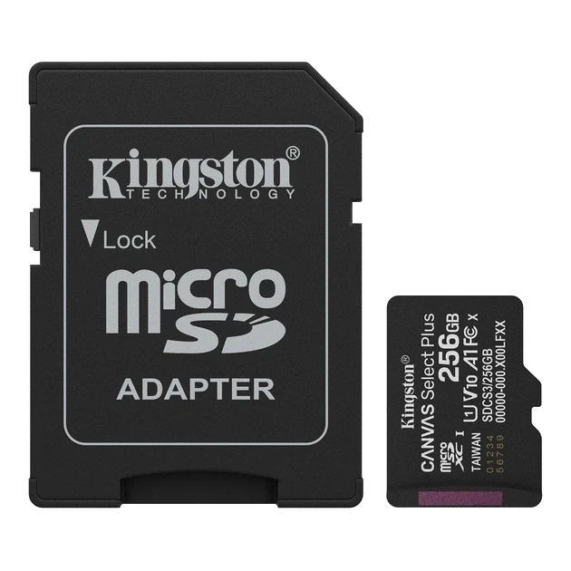 Kingston microSD 256GB C10 UHS-I A1 V10 R150MB/s + SD Карта пам'яті фото 1