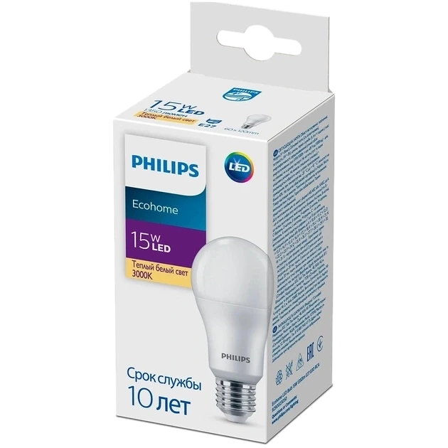 Philips Ecohome LED E27830 Лампочка Bulb 15W 1350lm фото 1