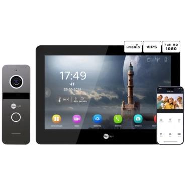 Neolight MEZZO Hybrid Black + SOLO IPW Graphite з кутком, PoE адаптер для панелі виклику Комплект відеодомофону