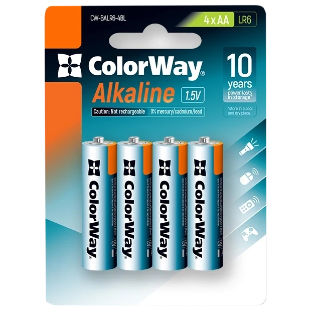 СolorWay Alkaline Power лужні AA (4 шт) blister Батарейки фото 1