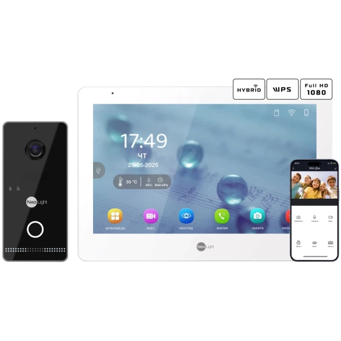Neolight MEZZO Hybrid + OPTIMA IPW Black Комплект відеодомофону фото 1