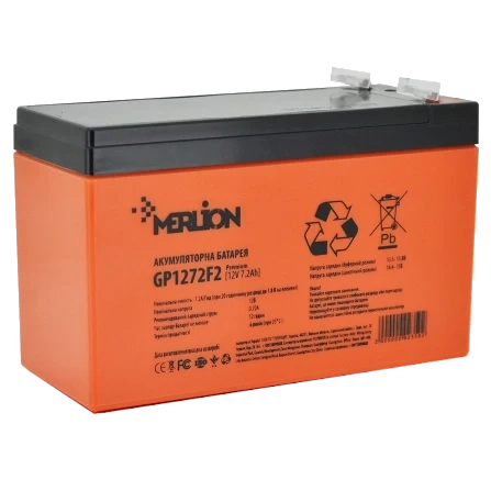 MERLION AGM GP1272F2 PREMIUM 7.2А•г 12В Свинцево-кислотна акумуляторна батарея фото 1