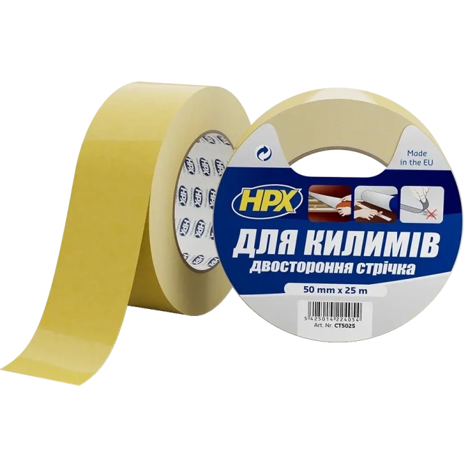 HPX CT5025 CARPET TAPE 50мм х 25м Стрічка двохстороння для фіксації килимків фото 1