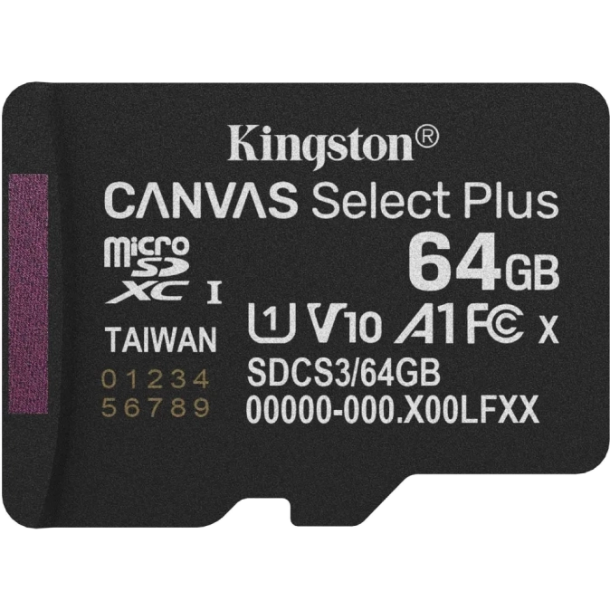 Kingston microSD64GB C10 UHS-I A1 V10 R100MB/s Карта пам'яті