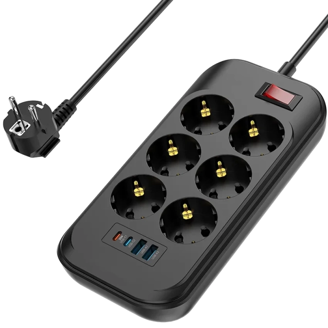 СolorWay CW-CHE64PDB 6 розеток/4USB Мережевий фільтр фото 1
