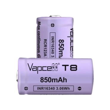Vapcell T8 INR16340 (CR123A) 850 mah 3A, Li-ion Аккумулятор
