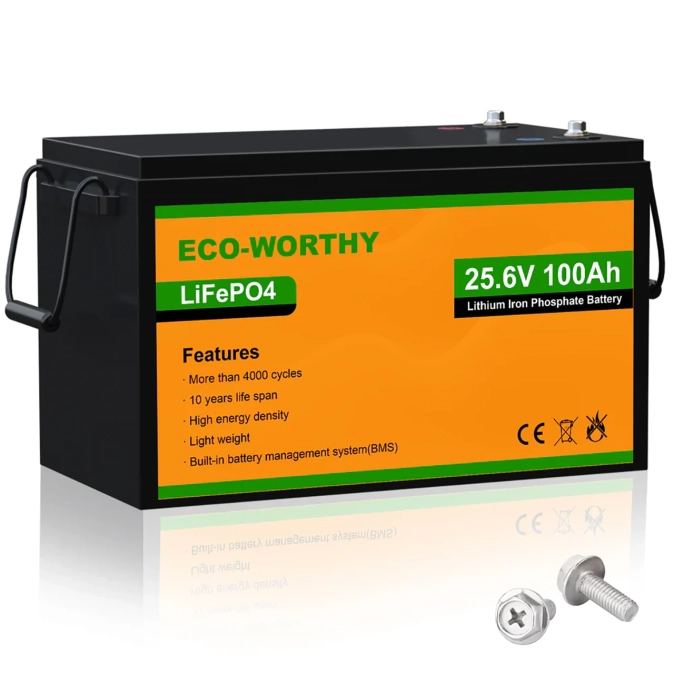 Акумулятор LiFePO4 Eco-Worthy 25.6V 100Ah ECO-LFP2410002, акбілітій ферум для човнів та автомобілів