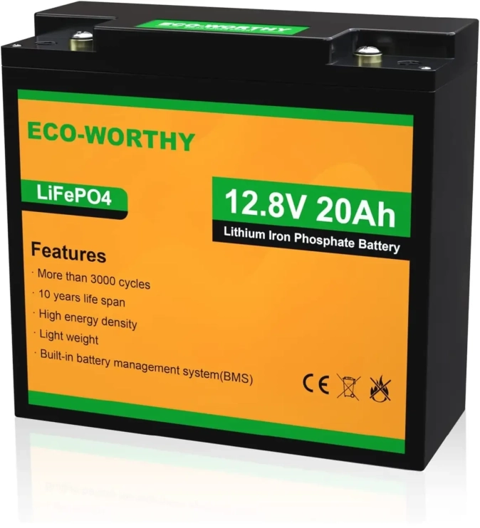 Акумулятор ECO-WORTHY LiFePO4 12V 20Ah (256Wh) 3000+ циклів